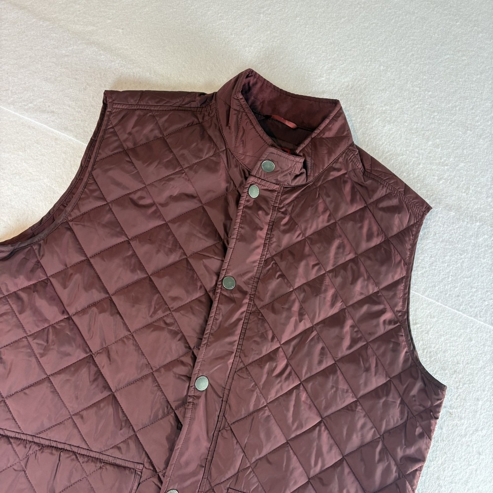 Untuckit Vest Mens Large Burgundy Diamond Quilted Wynwood Full Zip Pockets EUC